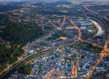 High angle view of buildings in city