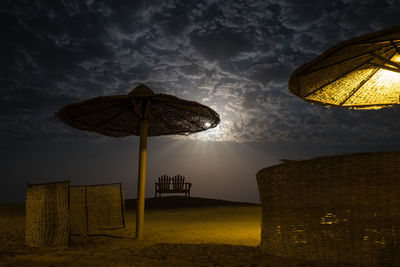 Low angle view of illuminated building against sky