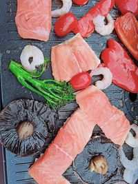 High angle view of food on table