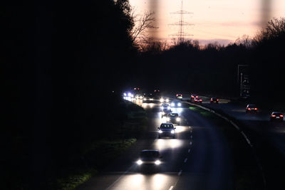 Traffic on road at night