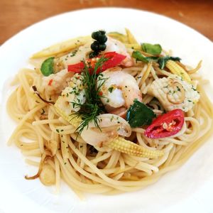 Close-up of pasta in plate