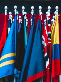 Close-up of multi colored umbrellas