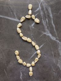 High angle view of coffee beans on table