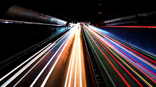 Light trails in tunnel