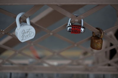 Padlocks attached on fence