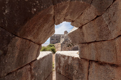 Low angle view of rock formations