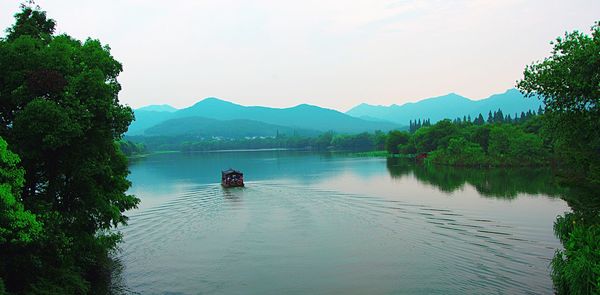 The west lake on a boat