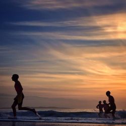 Scenic view of sea at sunset