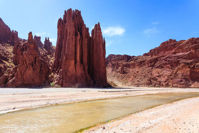 Scenic view of rock formations against sky