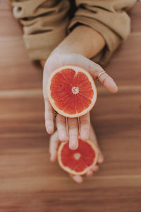 Close-up of orange fruit on table