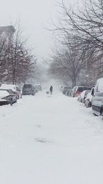 Road passing through snow covered landscape