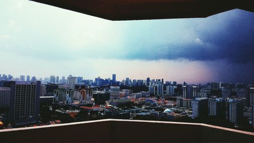 View of cityscape at dusk