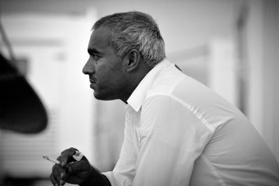 Side view of a man