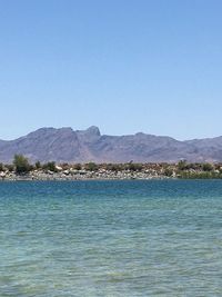 Scenic view of sea against clear sky