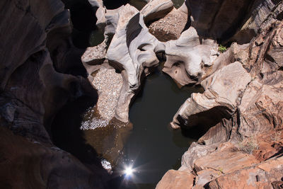 Low angle view of rock formation in cave