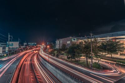 Light trails on highway at night