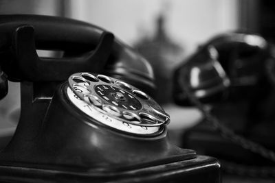 Close-up of old-fashioned landline phone