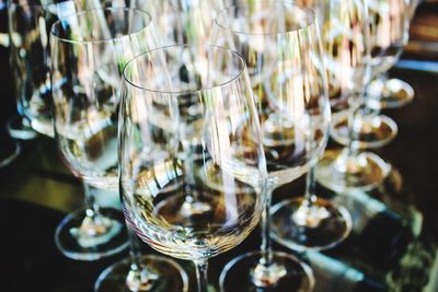 Close-up of wine in glass on table