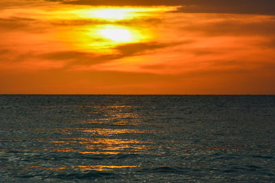 Scenic view of sea at sunset