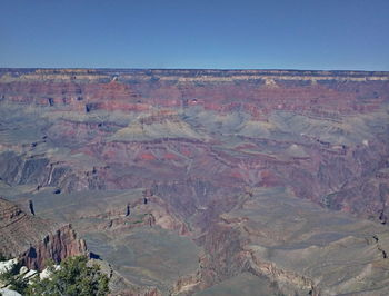 High angle view of canyon against clear sky