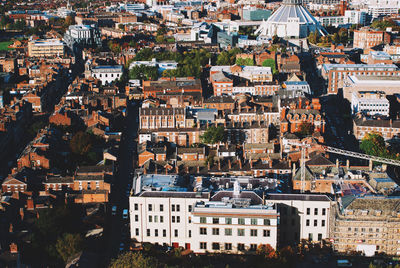 High angle view of city