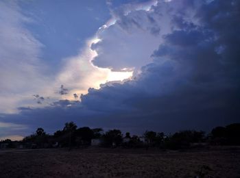 Scenic view of landscape against sky at sunset