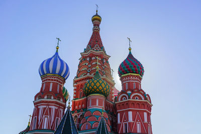 St basil's cathedral on red square in moscow. domes the cathedral lit by the sun