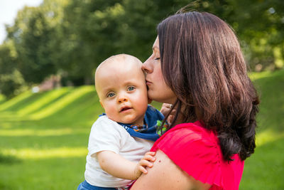 Portrait of mother and son