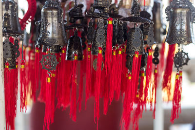 Close-up of decoration hanging at temple