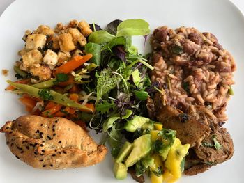 High angle view of meal served in plate