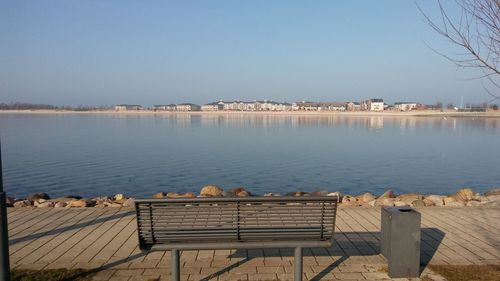 Scenic view of lake against clear sky