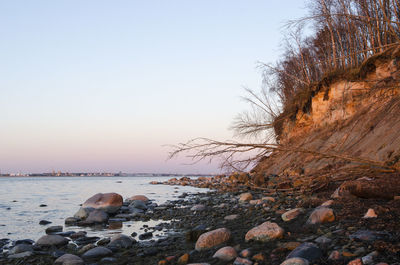 Scenic view of sea against clear sky