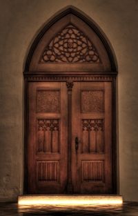 Closed wooden door
