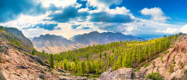 Panoramic view of mountains against sky