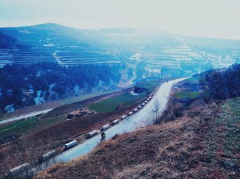 Aerial view of landscape against sky