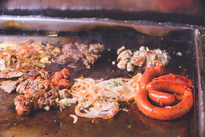 High angle view of meat in sea