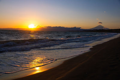 Scenic view of sea against sky during sunset