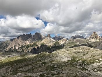 Scenic view of rocky mountains against sky