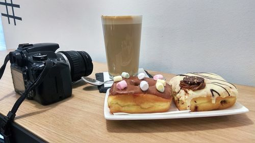 Close-up of breakfast served on table