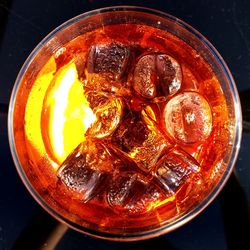 High angle view of drink in glass