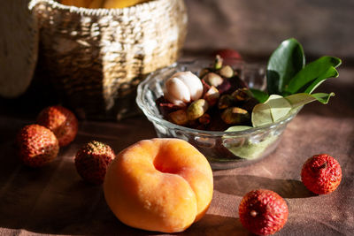 Close-up of fruits on table