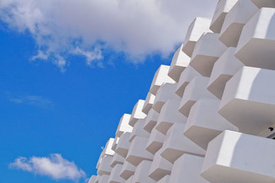 Low angle view of white building against sky