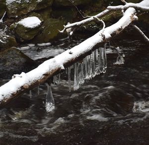 Close-up of frozen river