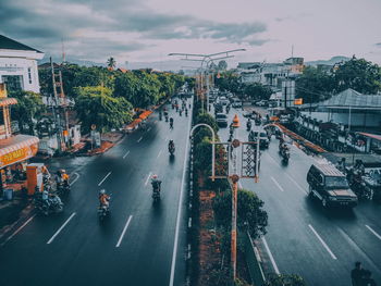 High angle view of traffic on city street