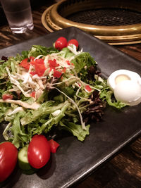 Close-up of served food in plate