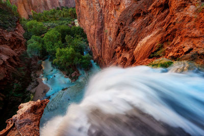 Scenic view of waterfall