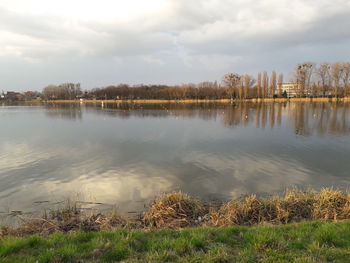 Scenic view of lake against sky