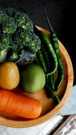 Close-up of vegetables in plate on table