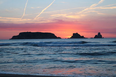 Scenic view of sea against sky during sunset