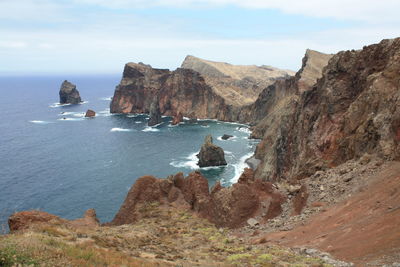 Scenic view of rocky mountains against sky
